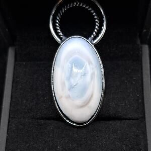 Owhyee Blue Opal 925 Silver Plated Ethnic Pendant, 2.5"